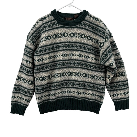 Eddie Bauer Sweater Mens Large Wool Blend Geometric Pattern Pullover Outdoors - Picture 1 of 6